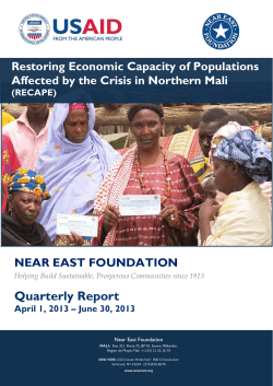 Quarterly Report NEAR EAST FOUNDATION Restoring Economic Capacity of Populations