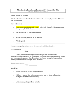 MPA Capstone Learning and Professional Development Portfolio