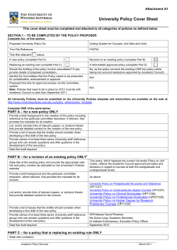 University Policy Cover Sheet