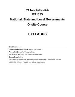 SYLLABUS PS1355 National, State and Local Governments Onsite Course