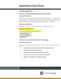 Application Cover Sheet EZ IRA Application General Information