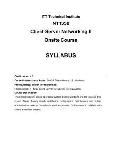 SYLLABUS NT1330 Client-Server Networking II Onsite Course