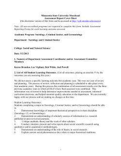 Minnesota State University Moorhead Assessment Report Cover Sheet ( )