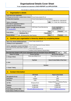 Organisational Details Cover Sheet 1.    Organisation’s details EACH REPORT APPLICATION