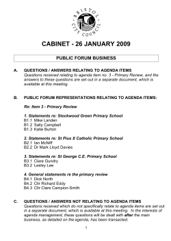 CABINET - 26 JANUARY 2009 PUBLIC FORUM BUSINESS