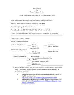 Cover Sheet for Theatre Program Review
