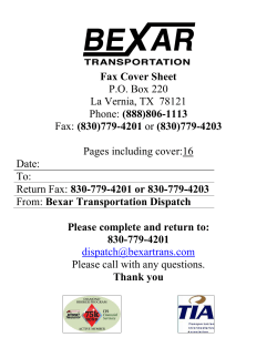 Fax Cover Sheet  P.O. Box 220 La Vernia, TX  78121