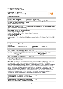 A.  Proposal Cover Sheet JISC Grant Funding 12/10 Business Intelligence