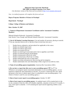 Minnesota State University Moorhead 2007-2008 Accredited Programs Cover Sheet
