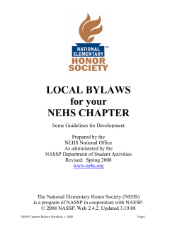 LOCAL BYLAWS for your NEHS CHAPTER