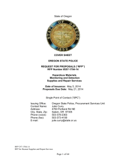 State of Oregon  COVER SHEET OREGON STATE POLICE