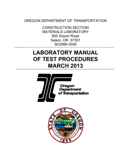 OREGON DEPARTMENT OF TRANSPORTATION CONSTRUCTION SECTION MATERIALS LABORATORY