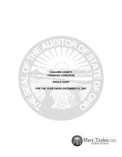 ASHLAND COUNTY FINANCIAL CONDITION SINGLE AUDIT FOR THE YEAR ENDED DECEMBER 31, 2007