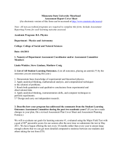 Minnesota State University Moorhead Assessment Report Cover Sheet (