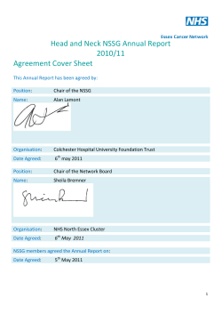 Head and Neck NSSG Annual Report 2010/11 Agreement Cover Sheet