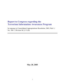 Report to Congress regarding the Terrorism Information Awareness Program  May 20, 2003