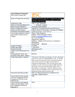 JISC Grant Funding Call  Name of Programme &amp; Strand: