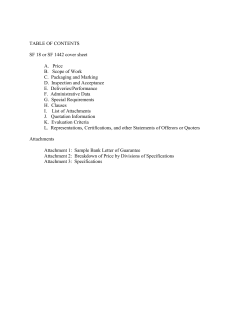 TABLE OF CONTENTS SF 18 or SF 1442 cover sheet