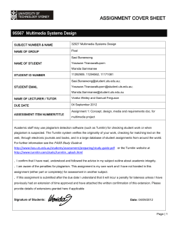 ASSIGNMENT COVER SHEET 95567  Multimedia Systems Design