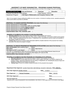 &ndash; PROGRAM CHANGE PROPOSAL UNIVERSITY OF MARY WASHINGTON