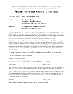 “Bid By Fax” Silent Auction - Cover Sheet