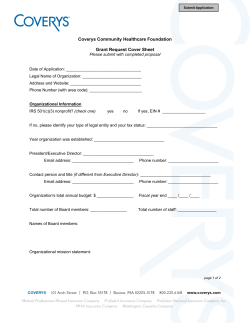    Coverys Community Healthcare Foundation Grant Request Cover Sheet