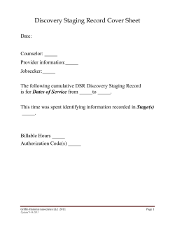 Discovery Staging Record Cover Sheet