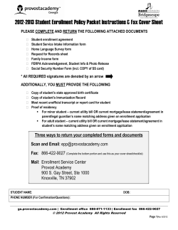 2012-2013 Student Enrollment Policy Packet Instructions &amp; Fax Cover Sheet