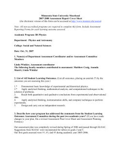 Minnesota State University Moorhead 2007-2008 Assessment Report Cover Sheet (