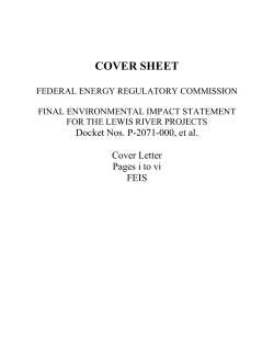 COVER SHEET Docket Nos. P-2071-000, et al. Cover Letter