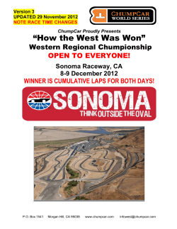 “How the West Was Won”  Western Regional Chumpionship OPEN TO EVERYONE!