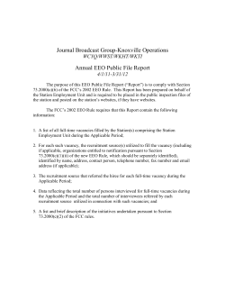 Journal Broadcast Group-Knoxville Operations Annual EEO Public File Report WCYQ/WWST/WKHT/WKTI