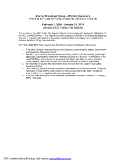 Annual EEO Public File Report Journal Broadcast Group – Wichita Operations