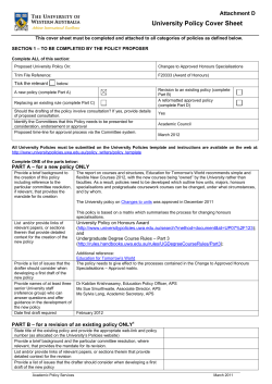 University Policy Cover Sheet