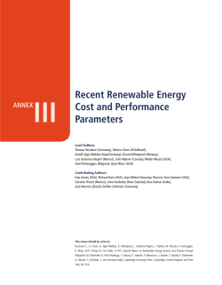 III Recent Renewable Energy Cost and Performance Parameters