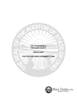 CITY OF MANSFIELD RICHLAND COUNTY SINGLE AUDIT
