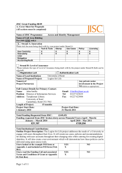 JISC Grant Funding 08/09 A. Cover Sheet for Proposals