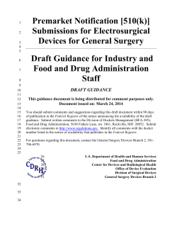 Premarket Notification [510(k)] Submissions for Electrosurgical Devices for General Surgery