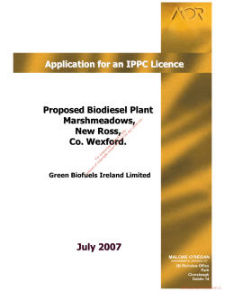 July 2007 Application for an IPPC Licence Proposed Biodiesel Plant Marshmeadows