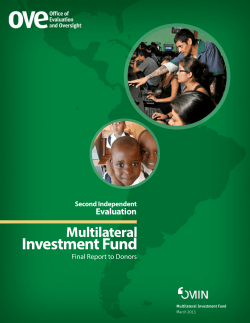 Investment Fund Multilateral Evaluation Final Report to Donors