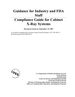 Guidance for Industry and FDA Staff Compliance Guide for Cabinet X-Ray Systems