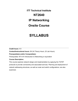 SYLLABUS NT2640 IP Networking Onsite Course