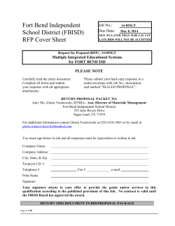 Fort Bend Independent School District (FBISD) RFP Cover Sheet