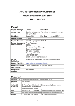 JISC DEVELOPMENT PROGRAMMES Project Document Cover Sheet Project FINAL REPORT