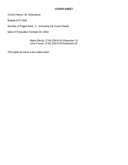 COVER SHEET  Church Name: St. Athanasius Bulletin # 511245
