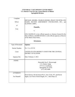 UNIVERSAL CASE OPINION COVER SHEET Springfield Division