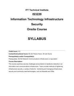 SYLLABUS IS3220 Information Technology Infrastructure Security