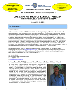 CME &amp; SAFARI TOUR OF KENYA &amp; TANZANIA