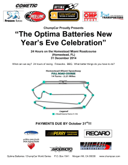 “The Optima Batteries New ’s Eve Celebration” Year PAYMENTS DUE BY October 31