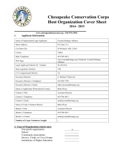 Chesapeake Conservation Corps Host Organization Cover Sheet  2014– 2015